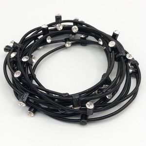 NEW PIANO WIRE BLACK RHINESTONE BEAD BRACELET SET